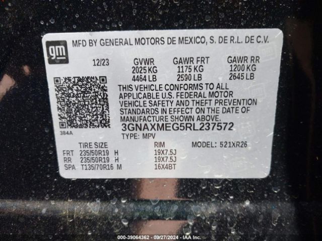 3GNAXMEG5RL237572 Chevrolet Equinox Fwd Rs
