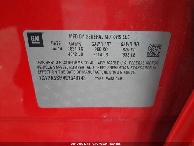 Chevrolet Cruze Ls Auto 2014 1G1PA5SH4E7348743 Image 9