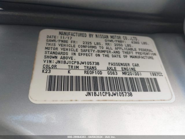 JN1BJ1CP9JW105738 Nissan Rogue Sport Sl