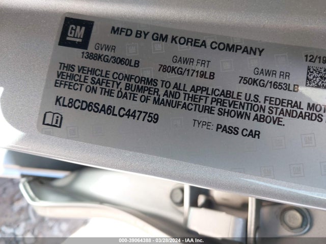 Chevrolet Spark Fwd 1lt Automatic 2020 KL8CD6SA6LC447759 Image 9