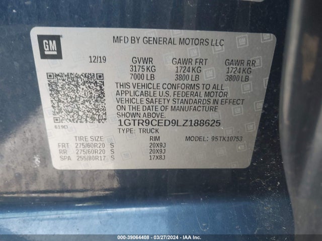1GTR9CED9LZ188625 GMC Sierra 1500 4wd Double Cab Standard Box Elevation