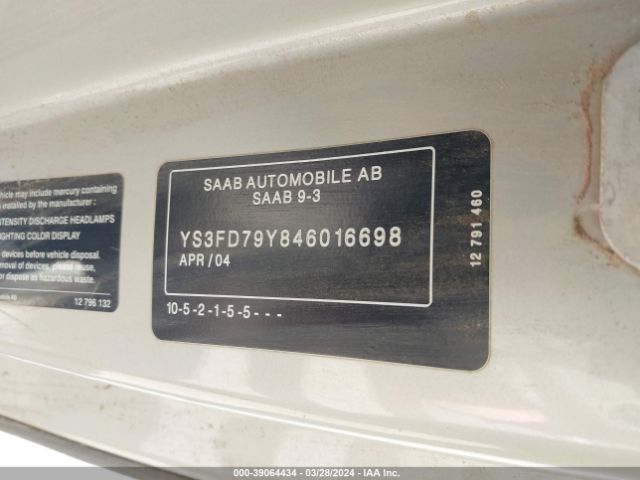 2004 SAAB 9-3 YS3FD79Y846016698 Photo 8