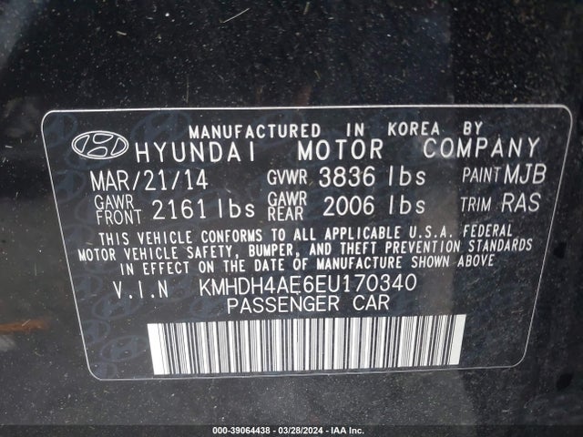 Hyundai ELANTRA SE 2014 KMHDH4AE6EU170340 Image 9