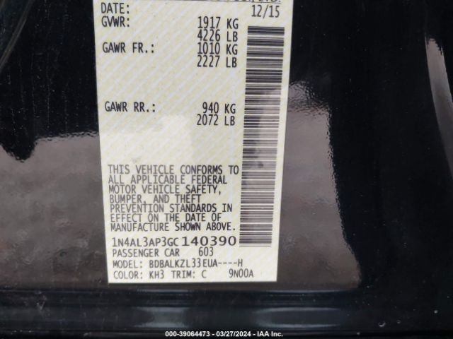 1N4AL3AP3GC140390 Nissan Altima 2.5 Sv