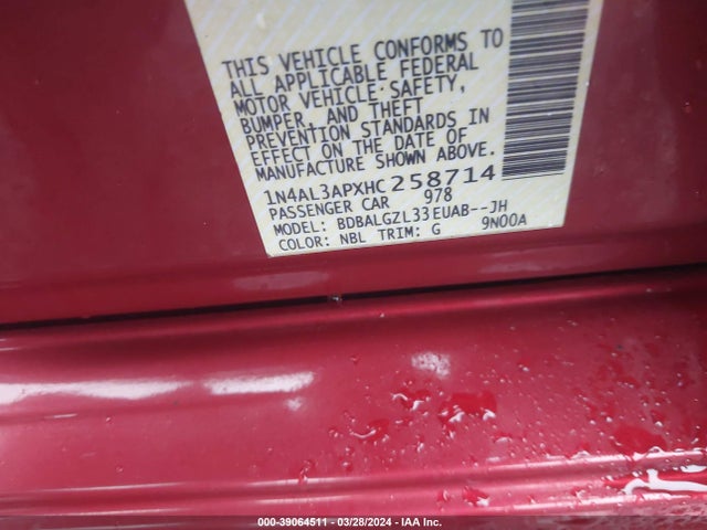 Nissan Altima 2.5 S 2017 1N4AL3APXHC258714 Image 9