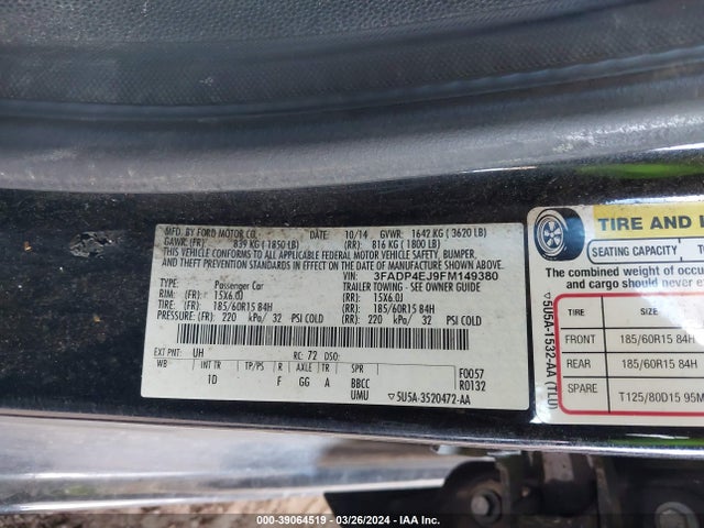 Ford FIESTA SE 2015 3FADP4EJ9FM149380 Image 9