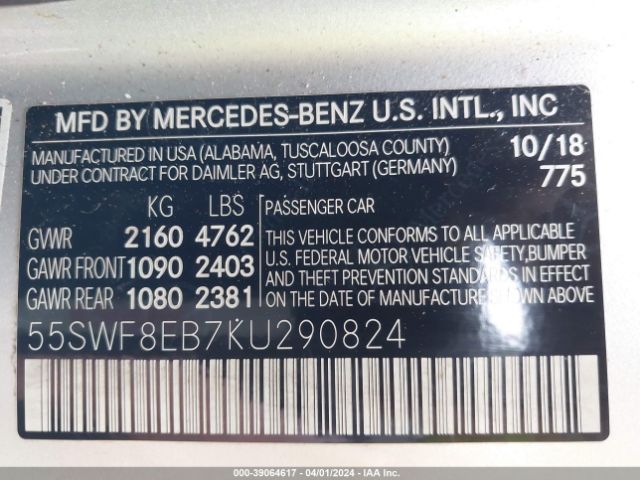 55SWF8EB7KU290824 Mercedes-Benz C 300 4matic