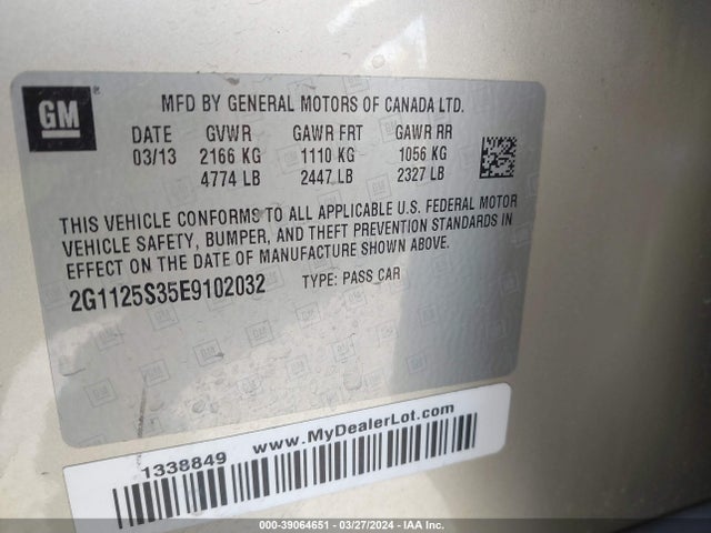 Chevrolet Impala 2lt 2014 2G1125S35E9102032 Image 9