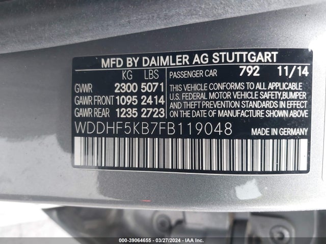 Mercedes-Benz E 350 2015 WDDHF5KB7FB119048 Image 9