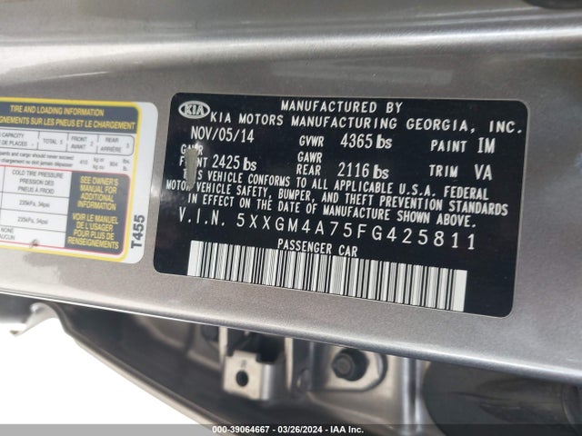 KIA Optima Lx 2015 5XXGM4A75FG425811 Image 9