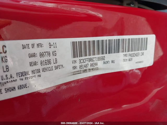 2012 FIAT 500 3C3CFFBR6CT186682 Photo 8