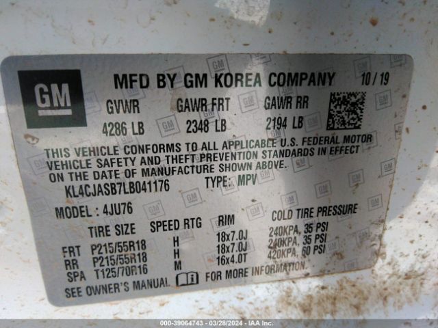 KL4CJASB7LB041176 Buick Encore Fwd Preferred