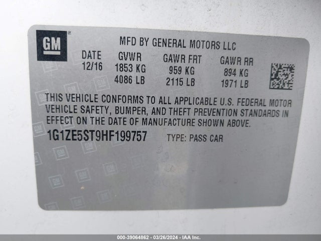 Chevrolet MALIBU LT 2017 1G1ZE5ST9HF199757 Image 9