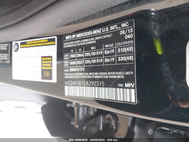 Mercedes-Benz ML 350 2014 4JGDA5JB1EA292315 Image 9