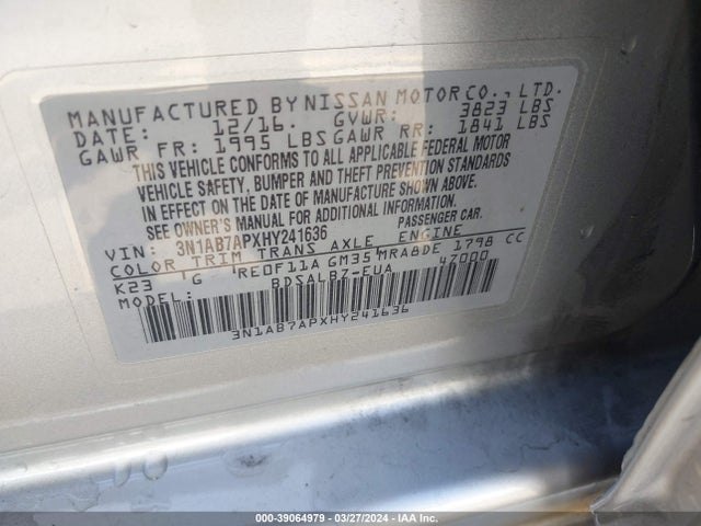 Nissan SENTRA S 2017 3N1AB7APXHY241636 Image 9