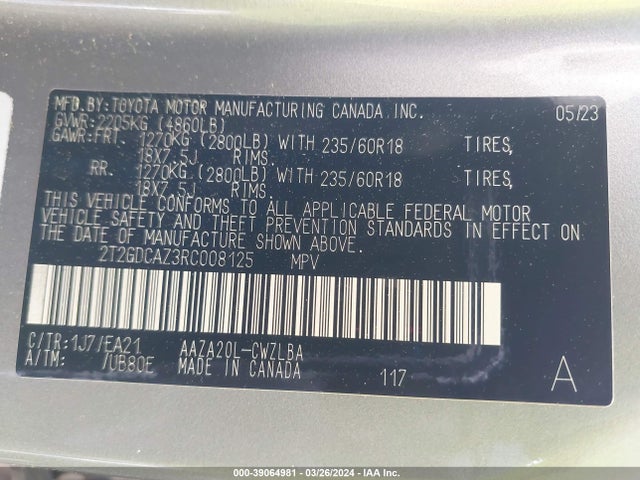 2T2GDCAZ3RC008125 Lexus Nx 250 Premium