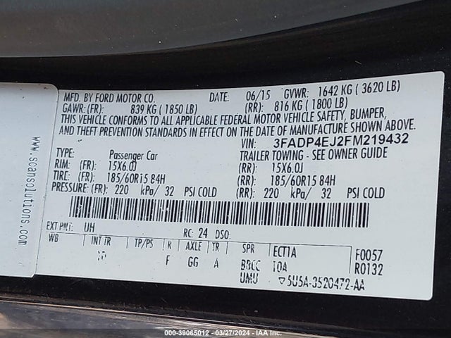 Ford FIESTA SE 2015 3FADP4EJ2FM219432 Image 9