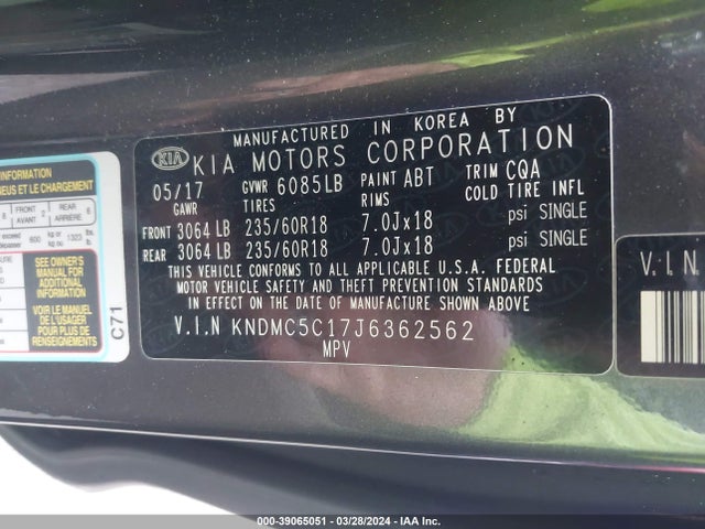 KIA SEDONA EX 2018 KNDMC5C17J6362562 Image 9