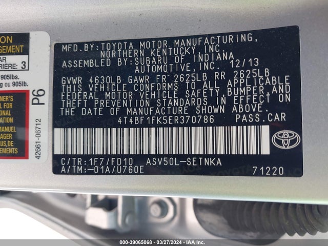 Toyota CAMRY LE 2014 4T4BF1FK5ER370786 Image 9