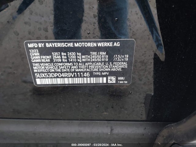 5UX53DP04R9V11146 BMW X3 Xdrive30i