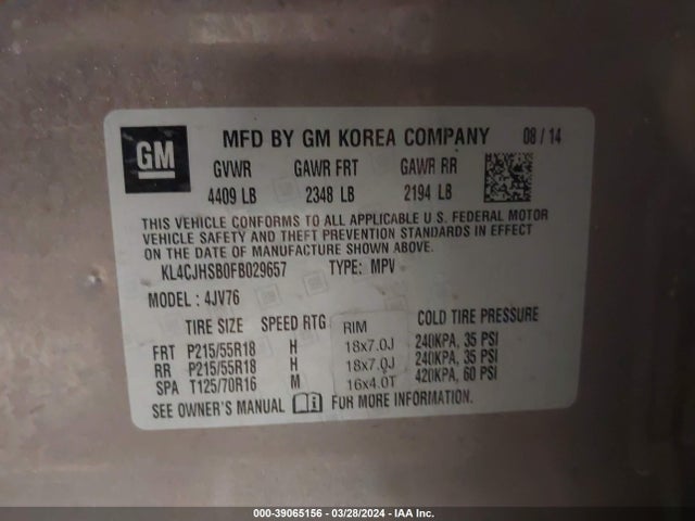 KL4CJHSB0FB029657 Buick Encore Premium