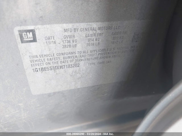 Chevrolet Cruze Lt Auto 2017 1G1BE5SMXH7183202 Image 9