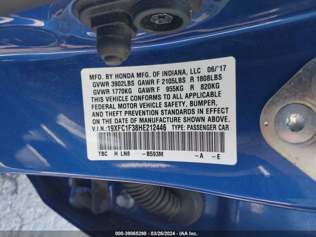 Honda Civic Ex-t 2017 19XFC1F38HE212446 Image 9