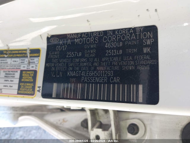 KIA OPTIMA HYBRID 2017 KNAGT4LE6H5011293 Image 9