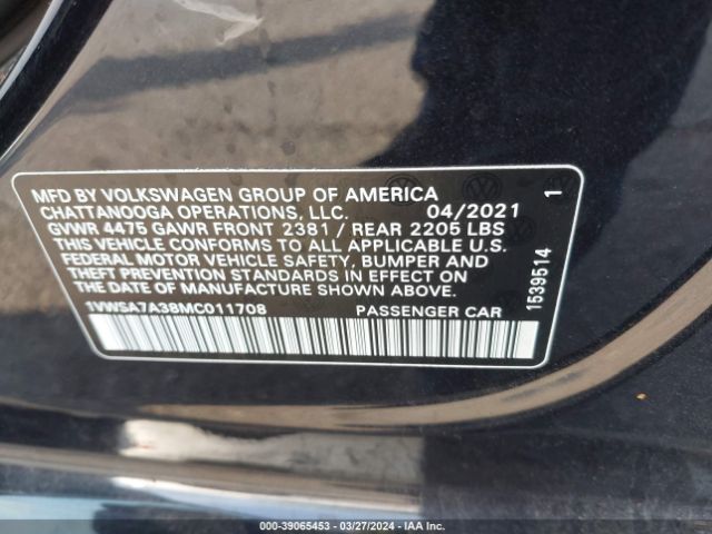 1VWSA7A38MC011708 Volkswagen Passat 2.0t Se