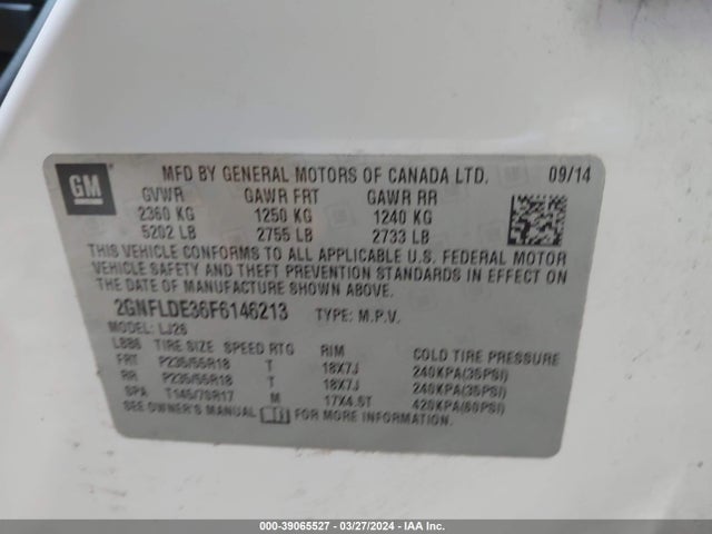 Chevrolet Equinox Ltz 2015 2GNFLDE36F6146213 Image 9