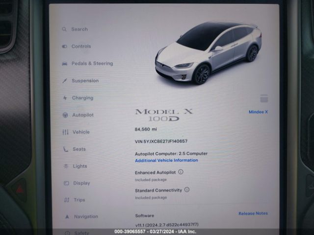 5YJXCBE27JF140657 Tesla Model X 100d/75d/p100d