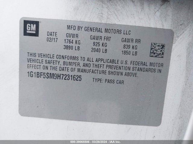 Chevrolet Cruze Premier Auto 2017 1G1BF5SM9H7231625 Image 9