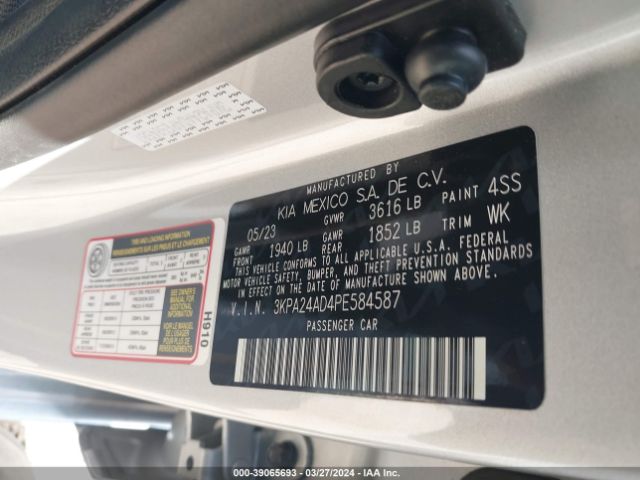 3KPA24AD4PE584587 KIA RIO S