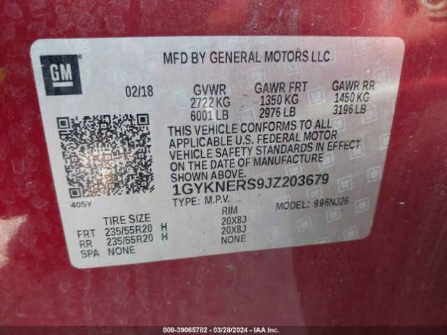 1GYKNERS9JZ203679 Cadillac Xt5 Premium Luxury
