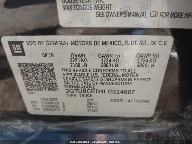 GMC Sierra 1500 4wd  Short Box Elevation 2020 3GTU9CED4LG114667 Image 9