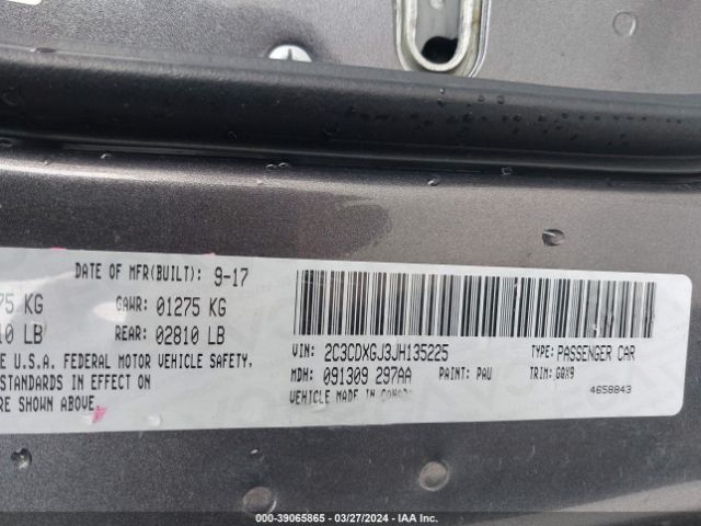 2C3CDXGJ3JH135225 Dodge Charger R/t Scat Pack Rwd