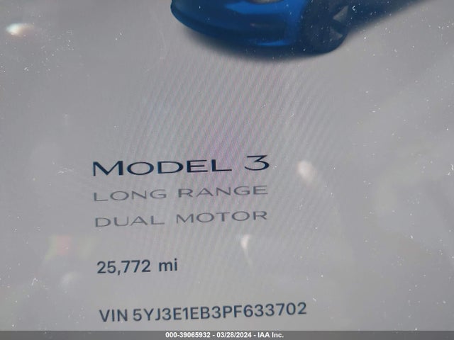 Tesla Model 3 Long Range Dual Motor All-wheel Drive 2023 5YJ3E1EB3PF633702 Image 15