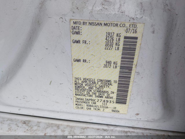 Nissan Altima 2.5 Sr 2016 1N4AL3AP9GC274935 Image 9