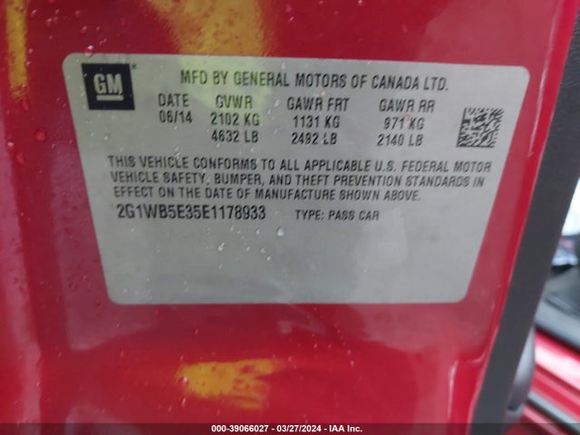 Chevrolet Impala Limited Lt 2014 2G1WB5E35E1178933 Image 9