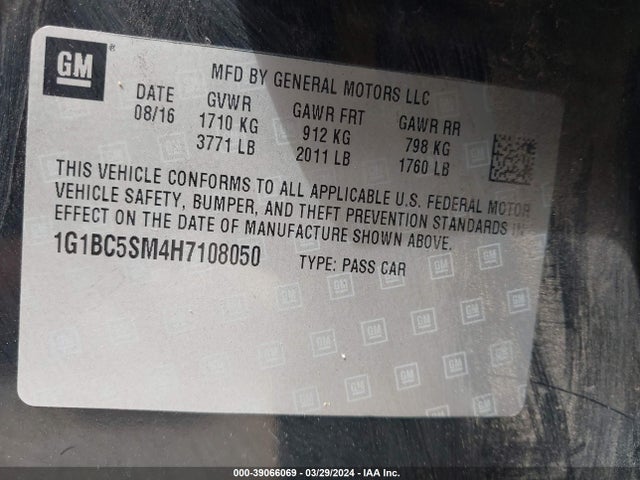 Chevrolet Cruze Ls Auto 2017 1G1BC5SM4H7108050 Image 9
