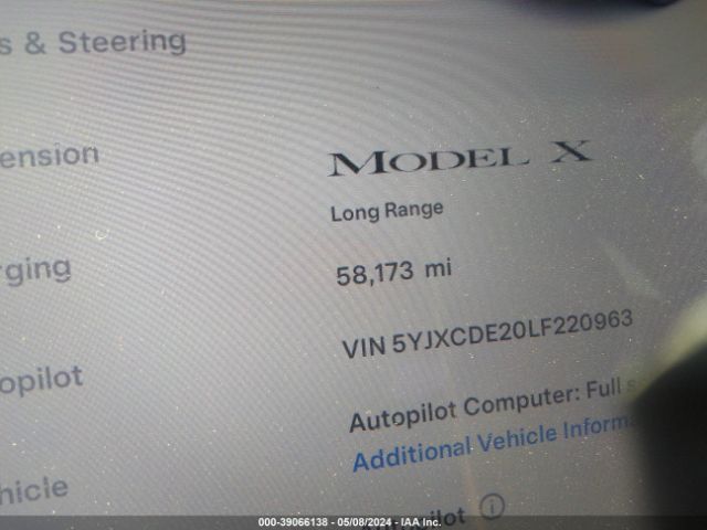 5YJXCDE20LF220963 Tesla Model X Long Range Dual Motor All-wheel Drive/long Range Plus Dual Motor All-wheel Drive