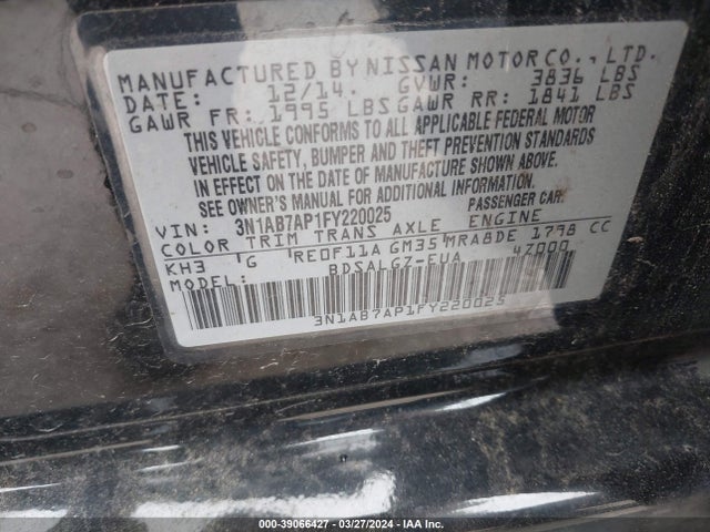 Nissan SENTRA SL 2015 3N1AB7AP1FY220025 Image 9