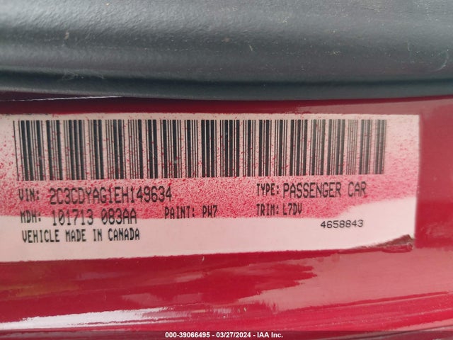 Dodge Challenger Sxt 2014 2C3CDYAG1EH149634 Image 9