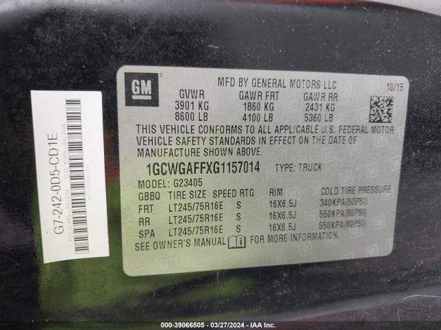 Chevrolet Express 2500 Work Van 2016 1GCWGAFFXG1157014 Image 9