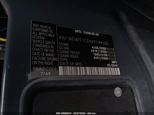 WD4PF1CD5KP149120 Mercedes-Benz Sprinter 2500 High Roof V6