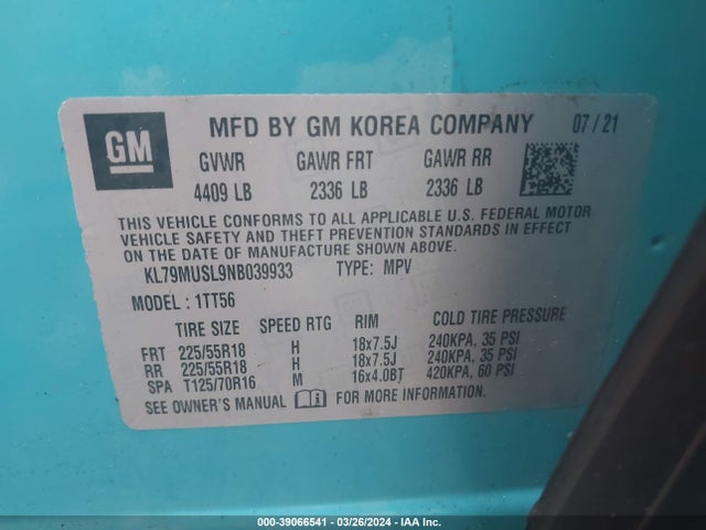 Chevrolet Trailblazer Awd Rs 2022 KL79MUSL9NB039933 Image 9