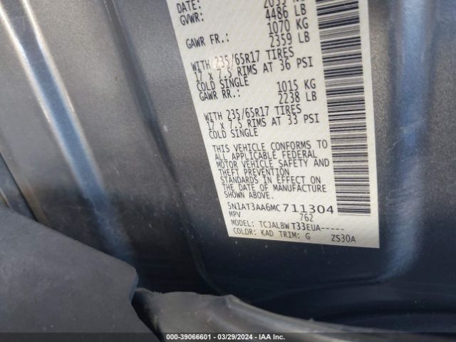 5N1AT3AA6MC711304 Nissan Rogue S Fwd