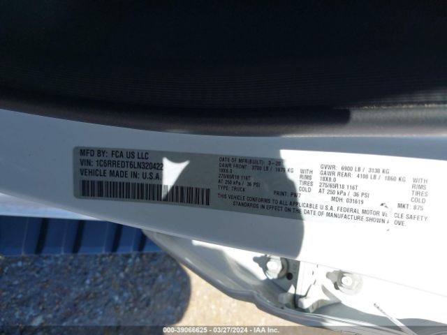 1C6RREDT6LN320422 RAM 1500 Laramie Quad Cab 4x2 6'4 Box