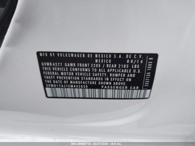 3VWD17AJ1EM442639 Volkswagen Jetta 1.8t Se