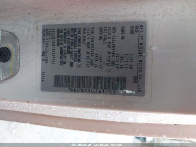 3N6CM0KN1JK697941 Nissan Nv200 S